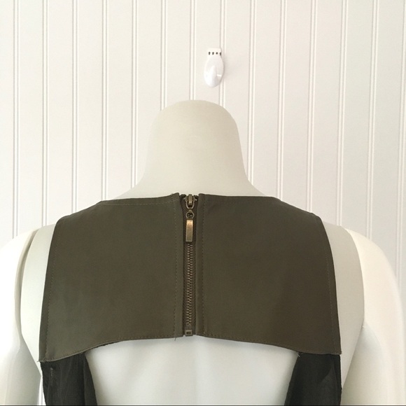 Double Zero Open Back Sleeveless Chiffon & Faux Sleeveless Top Olive Size Small - Picture 7 of 14